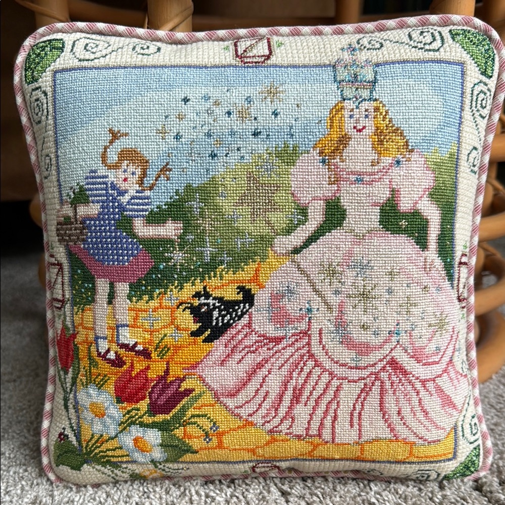 Wicked Wizard of Oz Needlepoint 16” Square Throw  Pillow Cushion